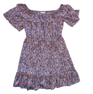 Socialite Off The Shoulder Ruffle Lightweight Floral Boho Flowy Dress